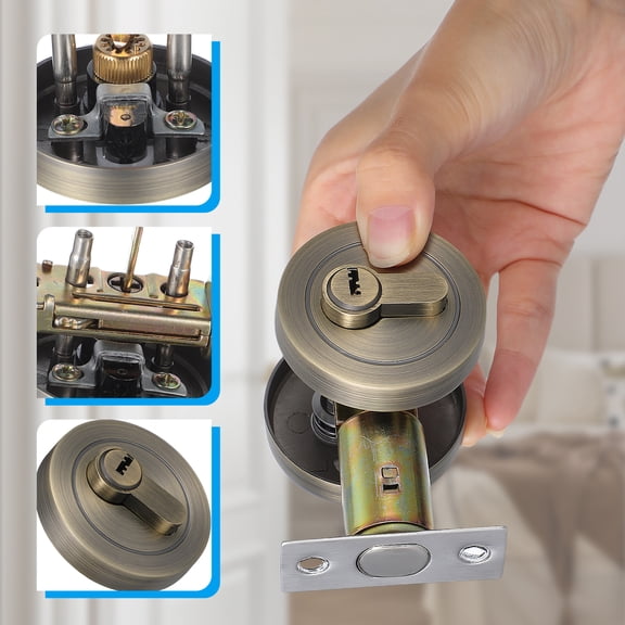 HOOWIFFY Heavy Duty Golden Deadbolt Lock Single Cylinder Keyed Entry for Door