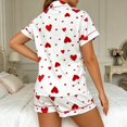 thumbnail image 6 of Swanpen Women's Heart Print Ribbed Pajama Button Front Short Sleeve Set Lapel Top with Matching Shorts for Summer Home Wear, 6 of 6