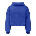 thumbnail image 5 of IROINNID Women's Short Puffer Jacket Solid Color Long Sleeve Ladies Winter Loose Cardigan Stand Top Casual Bread Jacket Cotton Clothes, Blue, 5 of 9