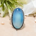 thumbnail image 6 of Chalcedony - Brazil 925 Sterling Silver Ring, 25X13 mm Oval Gemstone Ring, Blue Ring, Christmas Gift, Unique Jewelry Ring, Adjustable Ring V12579R2213, 6 of 8