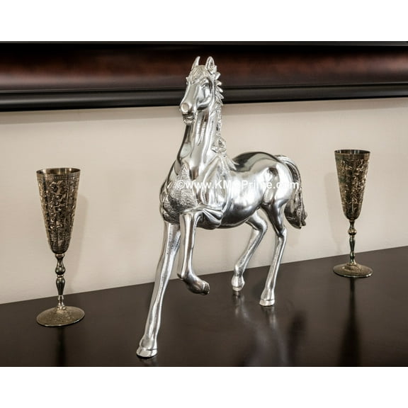 KMG Horse Statue Home Decor- 10 Lbs | 15" Premium Horse Large Statue | Sculpture| Figurine of Aluminum Solid Metal, Handcrafted | Hand Carved | Polished, Solid Pure Non-decolorizing Aluminum Material