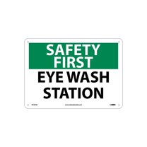 National Marker Notice Signs; Safety First Eye Wash Station 10X14 .040 Aluminum SF181AB