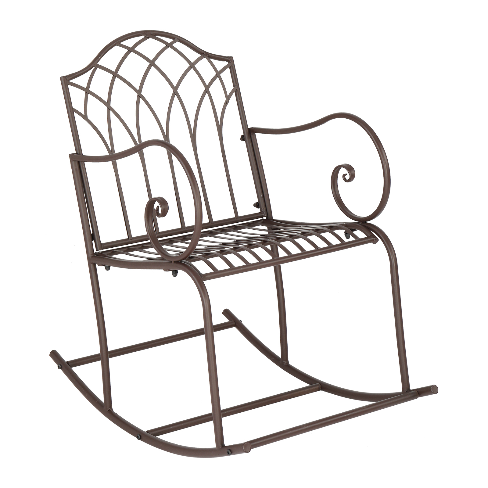 Outdoor Rocking Chair, BTMWAY Retro Metal Outdoor Chairs, Outdoor Patio Rocking Chairs, Iron Metal Rocking Chairs for Porch, Rocker Lawn Chair for Patio, Backyard, Park, Garden, Deck, Brown, R2579 - image 2 of 8