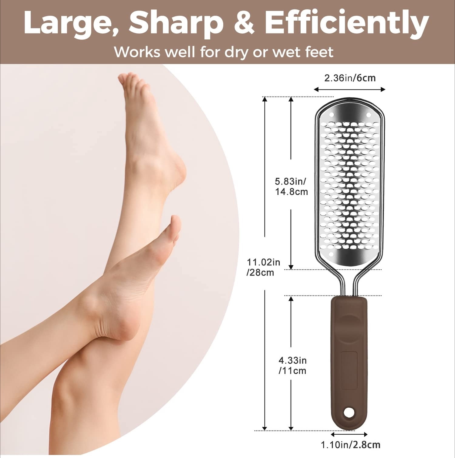 Foot File Foot Scrubber Pedicure - Callus Remover for Feet Professional Grater Rasp Foot Scraper Corns Callous Removers Cracked Dead Skin Remover for Dry and Wet Feet (Golden)