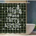 thumbnail image 6 of Christmas Olive Branch Dark Green Buffalo Plaid Shower Curtain, Winter May Your Days Be Merry and Bright Bathroom Shower Curtain Sets Decoration 71 x 71 Inch with Hooks, 6 of 6