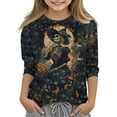 thumbnail image 2 of MKOSPLRT 3/4 Sleeve Tops for Girl Kids Halloween Graphic Tees Boys Crew Neck Loose Fit T Shirts Lightweight Holiday T-Shirts 3-12Y, 2 of 5