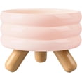 thumbnail image 2 of SPUNKYJUNKY Juego de cuencos elevados de cerámica para gatos con soporte de madera, platos elevados para mascotas para alimentos y agua, diseño antideslizante, apto para lavavajillas, microondas (rosa, 2 of 5