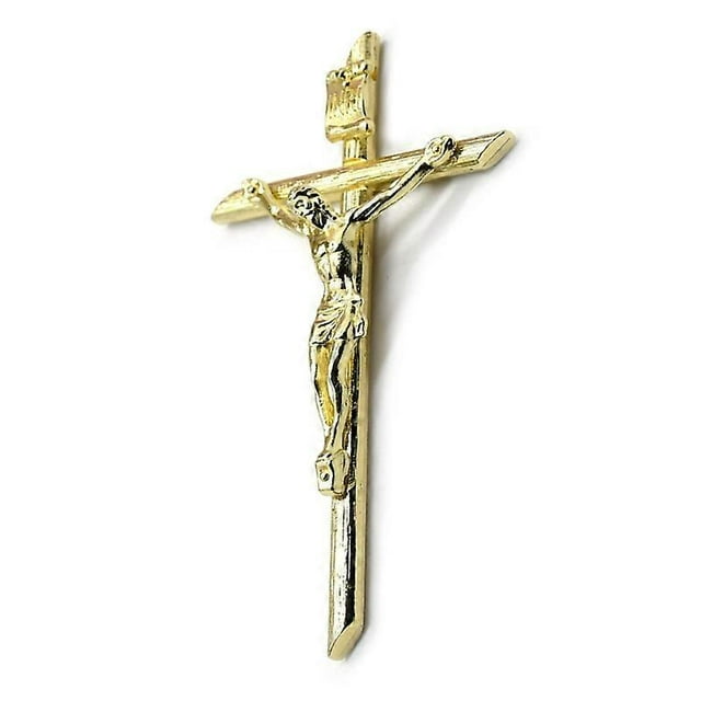 Vintage Catholic Prayer Cross Pendant Necklace For Home Decor Men Zinc Alloy Amulet Prayer Hands Necklace Jesus Jewelry 24K Gold