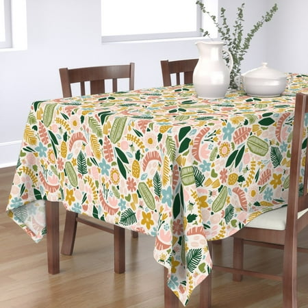 

Cotton Sateen Tablecloth 70 x 120 - Tropical Adventure Colorful Geometric Florals Botanicals Modern Boho Jungle Print Custom Table Linens by Spoonflower