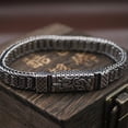 thumbnail image 2 of K-KED Real Solid S925 Sterling Silver Bracelet Men 9.5mm Mantra Sutra Link 7.9inchL, 2 of 8