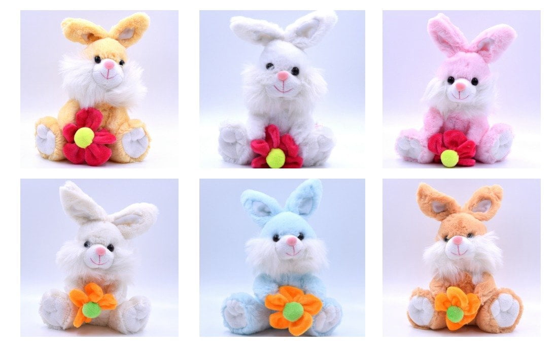Small Rabbit Set Set of 6: Bunny Rabbit Small Plush: Cream, Blue, Yellow, Brown, Pink ...