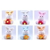 Set of 6: Bunny Rabbit Small Plush: Cream, Blue, Yellow, Brown, Pink, White