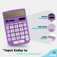 thumbnail image 3 of Calculator For Students Purple, Basic Calculator 12 Digits Solar Powered Calculators Large Display Office Desktop Calculator Four Function Handheld Desk Calculator Perfect for Office & School-By Enday, 3 of 8