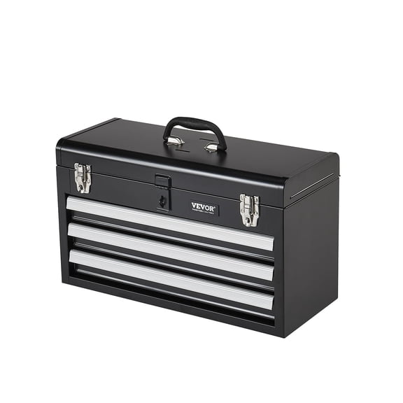 Caja de herramientas VEVOR Metal 52,07 cm portátil con 3 cajones y cerradura
