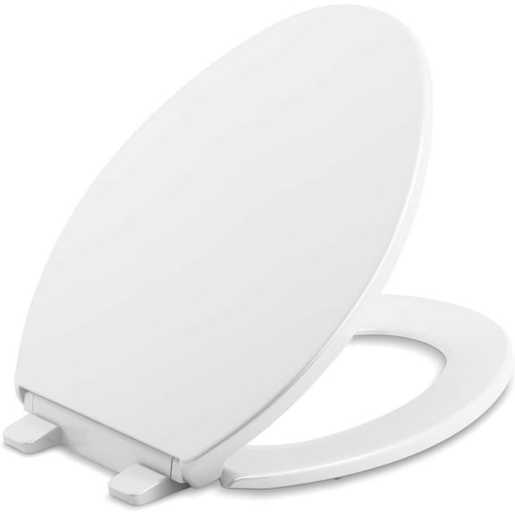 Kohler K-20110-0 Brevia Elongated Toilet Seat with Grip-Tight Bumpers, Quiet-Close Seat, Quick-Attach Hardware, White