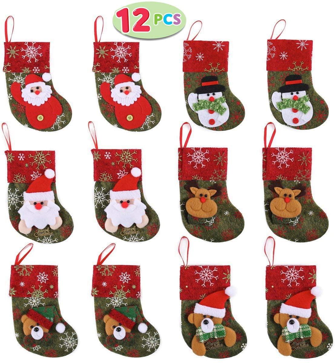 6pcs Christmas Mini Christmas Stockings Socks Decorations Socks Stocking Bag 