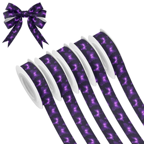 5 Rolls Christmas Ribbon 1.5 inch Wide Decorative Ribbon for Gift Wrapping and Holiday Decorations Glowing Butterflies Pattern