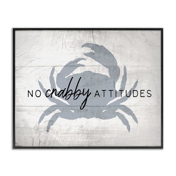 Stupell Industries Tropical No Crabby Attitudes Phrase Black Framed Giclee Art, 14 x 11, by Lil' Rue