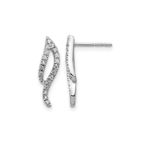 Gem & Harmony 1/5 Carat (Ctw) Diamond Wave Earrings in 14K White Gold for Women