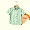 thumbnail image 6 of ATORRE Boys School Uniform 2026 Preppy Style Short Sleeve Turn-Down Collar Shirt Top Solid Color Breathable Dress Shirt Boy Back to School Outfits Green 5-6 Years, 6 of 9