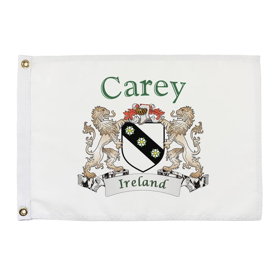 Carey Irish Coat of Arms Small White Flag - 16"x10.5" inches