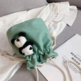 thumbnail image 4 of Women Fashion Canvas Panda String Purse Shoulder Tote Handbag Casual Bucket Bag, 4 of 6