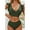 Army Green, variant on Attraco Women's Two Piece Bikini Set Lotus Leaf Sleeves V Neck Padded Swimsuit
