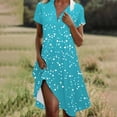 thumbnail image 1 of Ovzne Robes d'Été pour Femmes Robe Mode Femmes Imprimé à Pois Col en V Manches Courtes Robe Ample et Confortable Grande Taille Robe Maxi Manches Courtes Imprimée Liquidation, 1 of 6