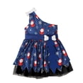 thumbnail image 4 of Odeerbi Toddler Girls Christmas One Shoulder Dresses Cute Tulle Patchwork Irregular Hem Dress Kids Sleeveless Snowflake Print Dress with Headband Set Toddler Girls Clothes, 4 of 9