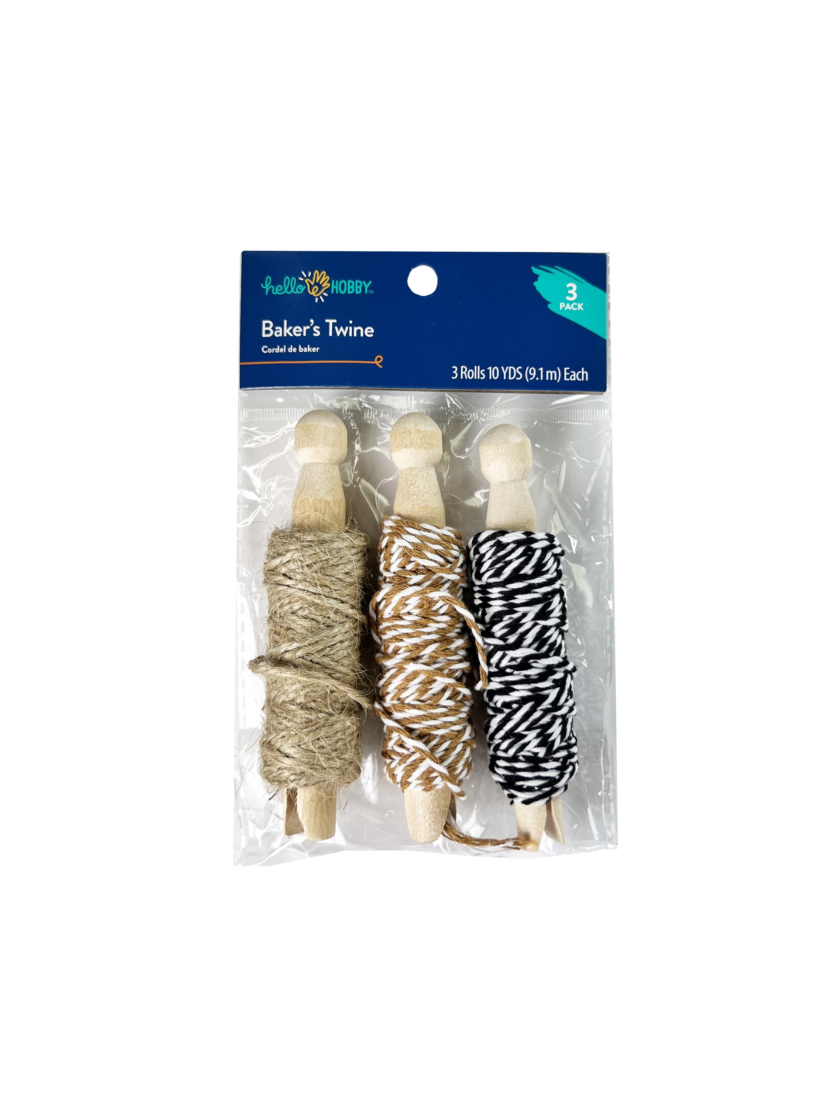 Hello Hobby Baker Twine Material, Jute, Neutral, & Black, Features 3 Pack