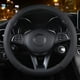 thumbnail image 1 of Funda para volante de coche (negro y rojo), de cuero, 37-39 cm, antideslizante, transpirable, de fibra de carbono, elástica, universal y profesional., 1 of 5