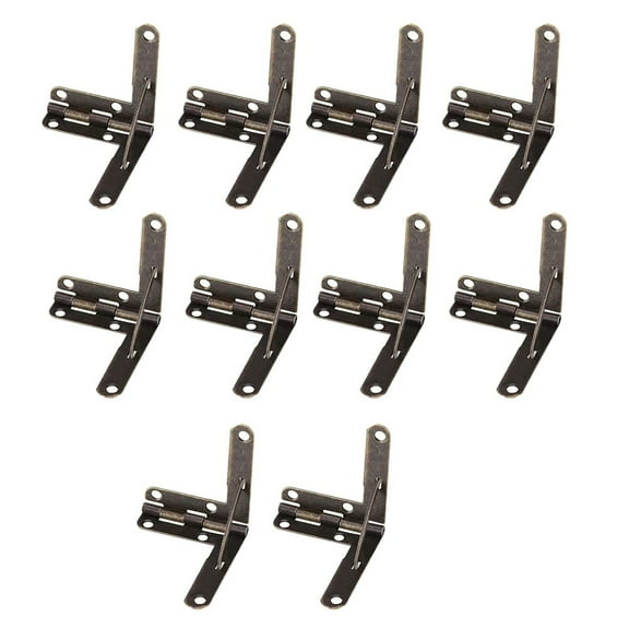 10pcs Iron 90 Degree Angle Hinges for Wooden Box Jewelry Case Wine Chest Cabinet Hardware Gold Bronze Spring Support Hinges