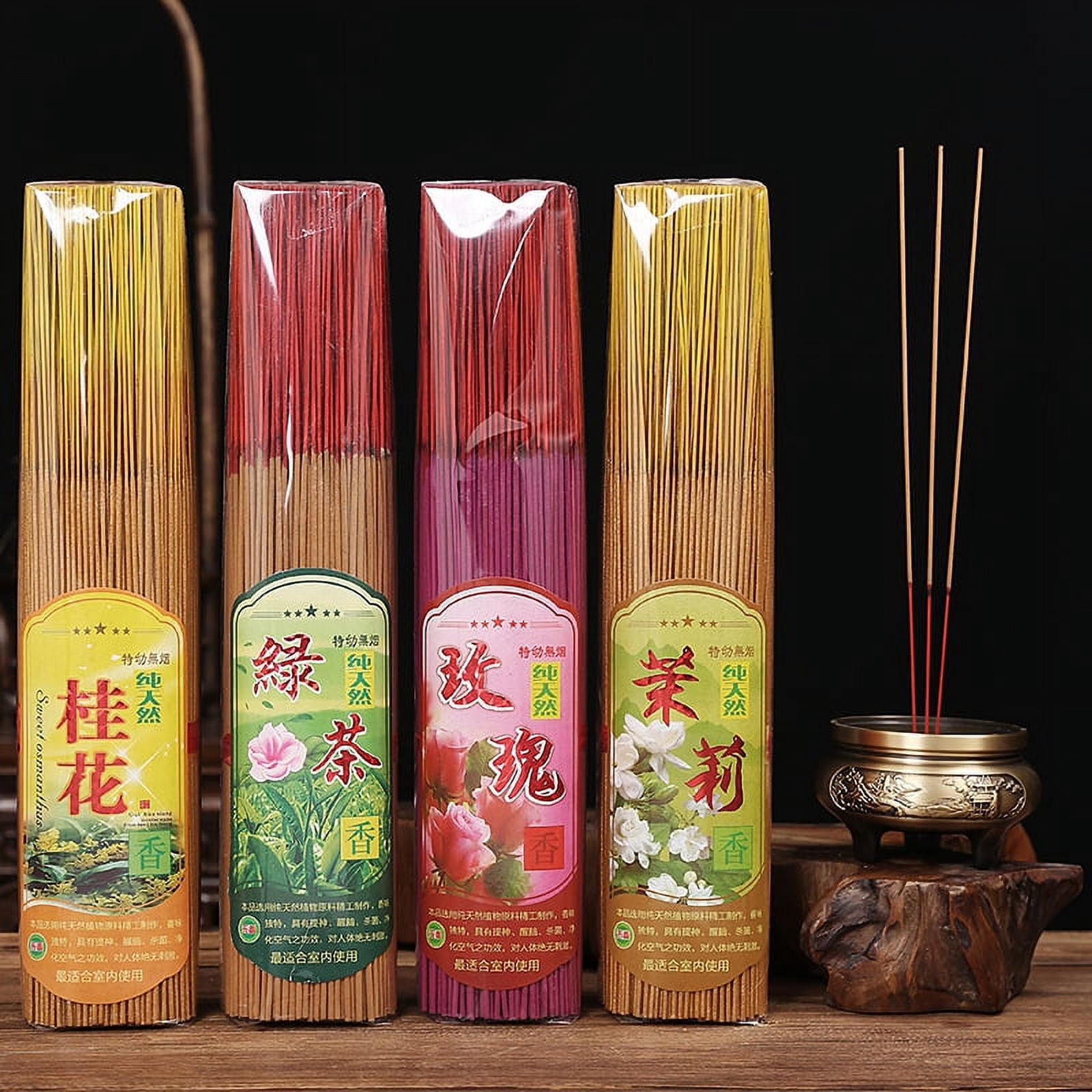 Nvzi-c Natural smokeless sandalwood incense sticks, suitable for worshiping Buddha, temples, home use, and offerings to Guan Yin, Cai Shen, and for peace and prosperity，Osmanthus fragrans,Yellow