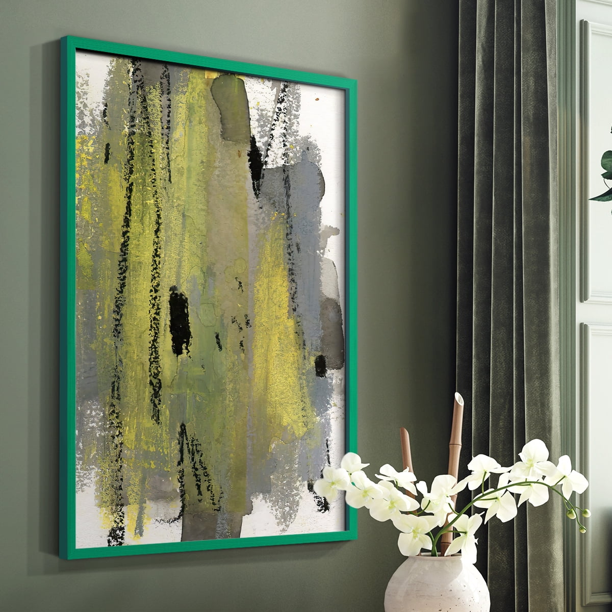 Loft Pastel I Framed Print in Green Solid Wood Framed Print No Nail Hanging