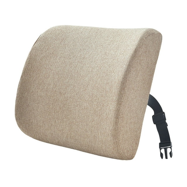 Transemion Relieve Back Pain Memory Cotton Lumbar Support Pillow Wide Application light brown 33x32x10cm 1Set