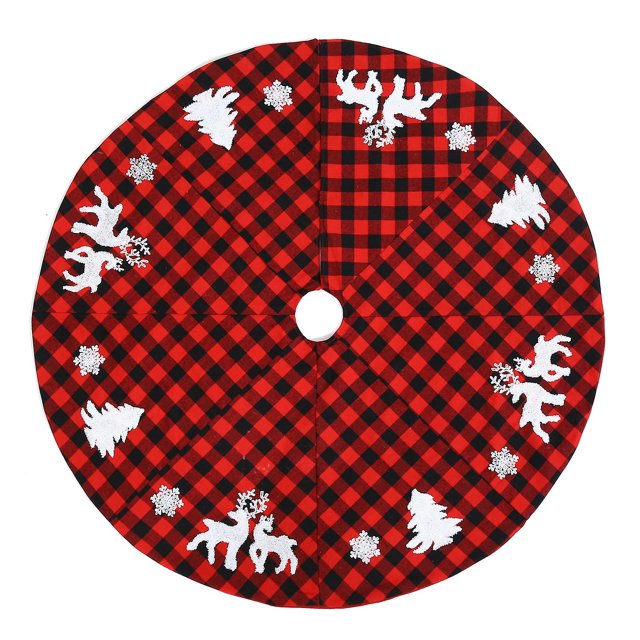 122cm Christmas Tree Skirt, Christmas Tree Stand Cover, Christmas Tree Decoration, Merry Christmas Tree Skirt Christmas Tree Mat, Red and Black Plaid