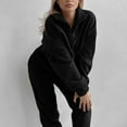 thumbnail image 2 of Feancey Jogging Suits for Women 2 Piece Set Quarter Zip Stand Collar Cropped Sweatshirts and Drawstring Jogger Pants Solid Casual Sweatsuits Black L, 2 of 5