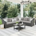 thumbnail image 3 of Martha Stewart Indoor-Outdoor Modular Patio 6-Seat Sectional Sofa in Gray Rattan Wicker with Gray All-Weather Cushions, 3 of 11