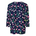 thumbnail image 4 of Wanfds Hauts de Mode Bleus pour Femmes Col Rond Tendance Manches Trois-Quarts m, 4 of 5