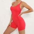 thumbnail image 5 of Spandex Bodysuit Romper for Women Shorts Workout Yoga Fitness Outfit Criss Cross Backless Sleeveless Jumpsuits (S, Red 01), 5 of 7