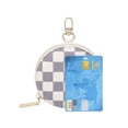 thumbnail image 5 of Daisy Rose Round Checkered Coin Purse Pouch Change Wallet Holder with clasp - PU Vegan Leather - CREAM CHECKERED, 5 of 9