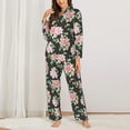 thumbnail image 2 of Lsque Rose Flowers Pattern Long Sleeve Pajama Set for Women - Soft 2-Piece Sleepwear and Loungewear Set with Pockets, Comfy Nightwear-Large, 2 of 7