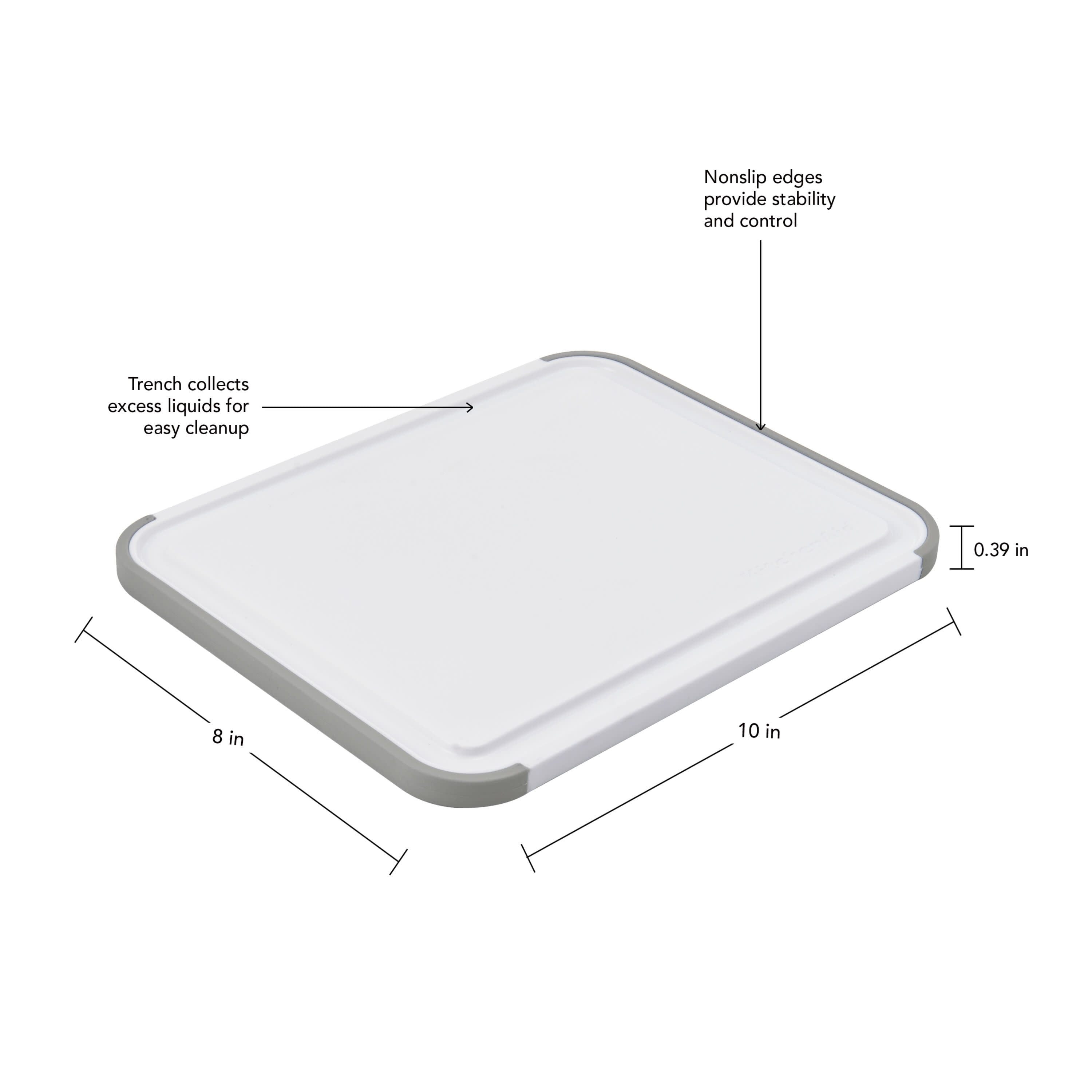 Kitchenaid Classic Nonslip Plastic/Poly Cutting Board, 8x10-inch, White