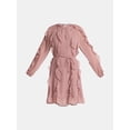 thumbnail image 5 of Time and Tru Women's and Women's Plus Belted Ruffle Mini Dress, Sizes XS-4X, 5 of 5