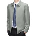 thumbnail image 2 of Jackets for Men, Lapel Collar Casual Business Jacket for Men Full Zip Front Slim Relaxed Fit Tops Fall Elegant Office Formal Coat, 2 of 7