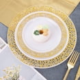 thumbnail image 4 of 350 Piece Disposable Plastic Dinnerware set. Gold Lace Design Plastic Plate include 50 Dinner Plates -50 Dessert Plates - 50 Gold Silverware - 50 Gold Cups - 50 Napkins for Wedding Party, 4 of 5