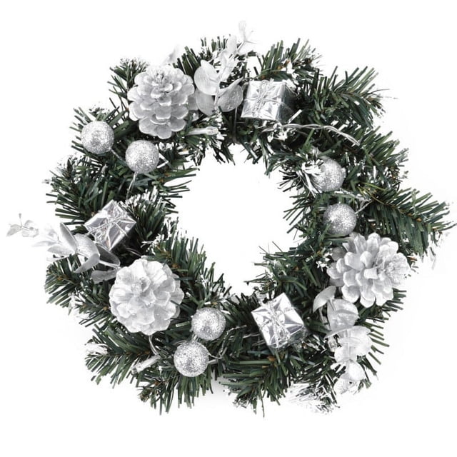 Christmas Wreath With Battery Powered LED Light String Front Door Hanging Garland Holiday Home Decorations