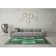 thumbnail image 3 of Ahgly Company Indoor Rectangle Abstract Turquoise Blue Modern Area Rugs, 2' x 5', 3 of 4