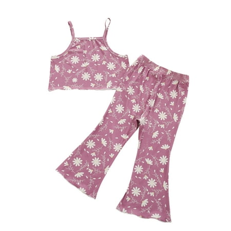 

Farrubbyine8 Kids Baby Girl Set Sleeveless Top Vest Flare Pants 2pcs Outfits
