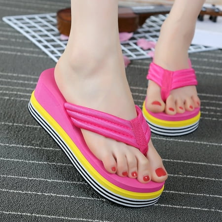 

Tangnade women shoes Summer Women s Slippers Fashion Sandals Wedges Flip-Flops Flowers Ladies Slipper Red 39